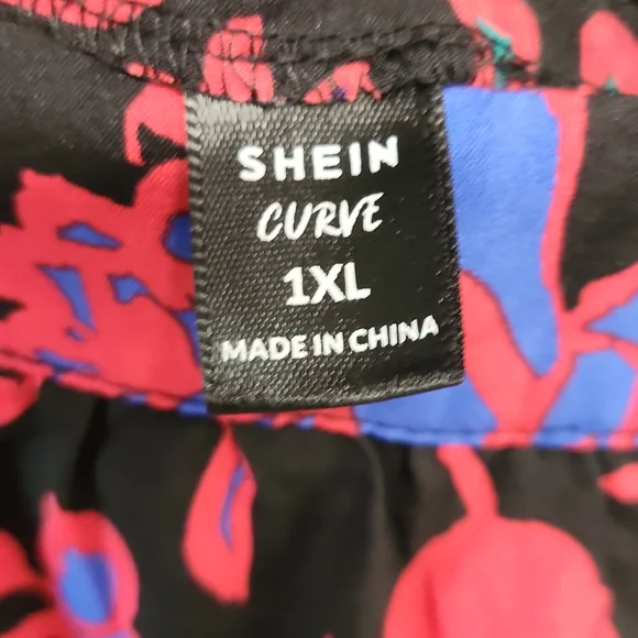 SHEIN SXY Plus Floral Off The Shoulder Top & Split Thigh Skirt Set 1X - Picture 4 of 7